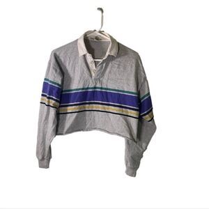Oakton LTD Small Grey Vintage Cropped‎ Polo Shirt